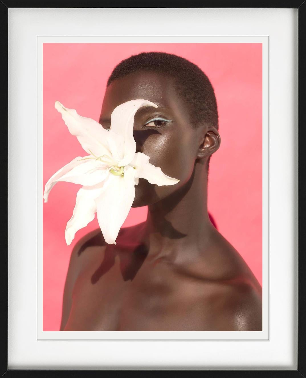 Frau mit einer Lilienblüte im Gesicht und einem rosa Hintergrund, fotografiert von Sylvie Blum.

Alle Drucke sind in limitierter Auflage erhältlich. Erhältlich in mehreren Größen. Hochwertige Einrahmung auf Anfrage.

Alle Drucke werden von der