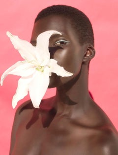 Blumenblume II, Rosafarbenes Porträt mit Lilie, Kunstfotografie, 2014