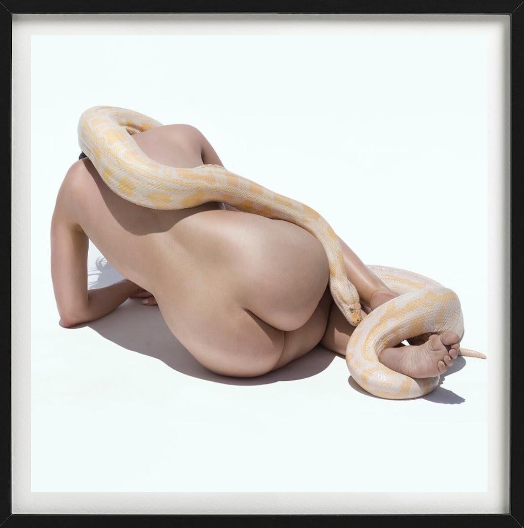 Giant Albino Python - Nude with Animal, Fine Art Photography, 2017 For Sale 1