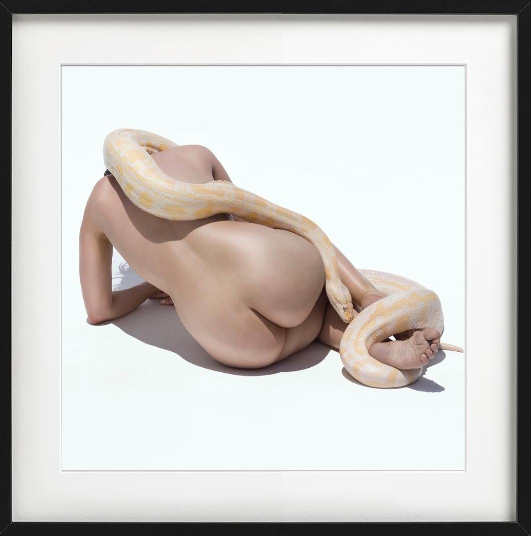 Giant Albino Python - Nude with Animal, Fine Art Photography, 2017 For Sale 2