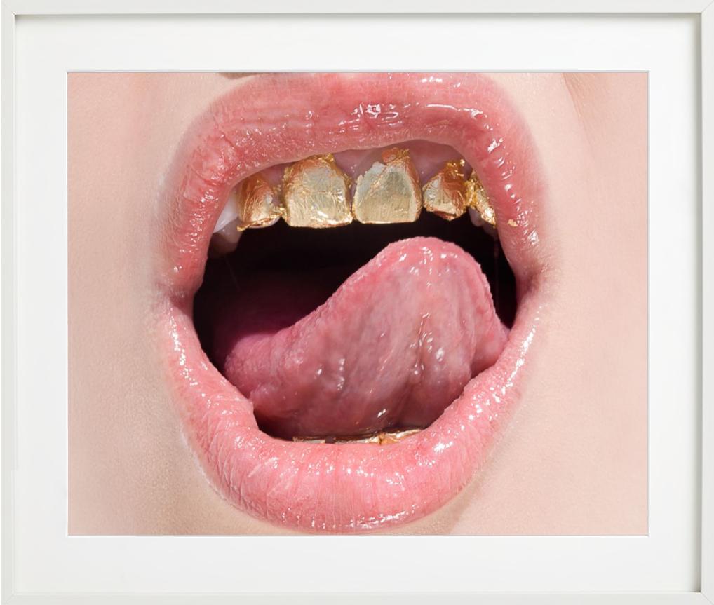 Golden Teeth, close-up of golden teeth, Fine Art Photography For Sale 1