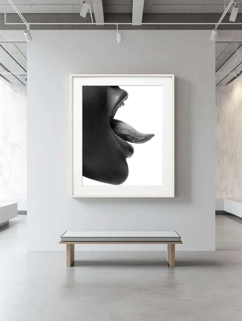 Mouth and Tongue - Closeup B&W Sideportrait, Fine Art Photography, 2008 For Sale 7