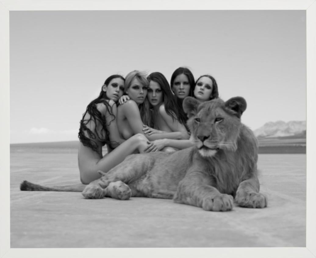 Lion King - Nude Group Portrait with Lion, Fine Art Photography, 2008 For Sale 1