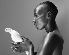 The Pigeon - B&W Nude with Animal, Fine Art Photography, 2017