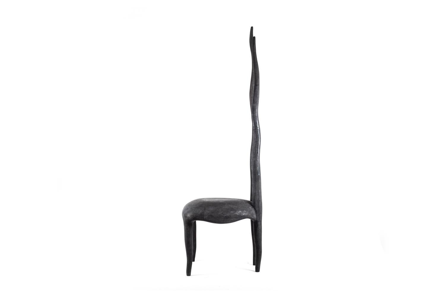 Art Deco Sylvie Chair in Coal Black Shagreen by R & Y Augousti For Sale