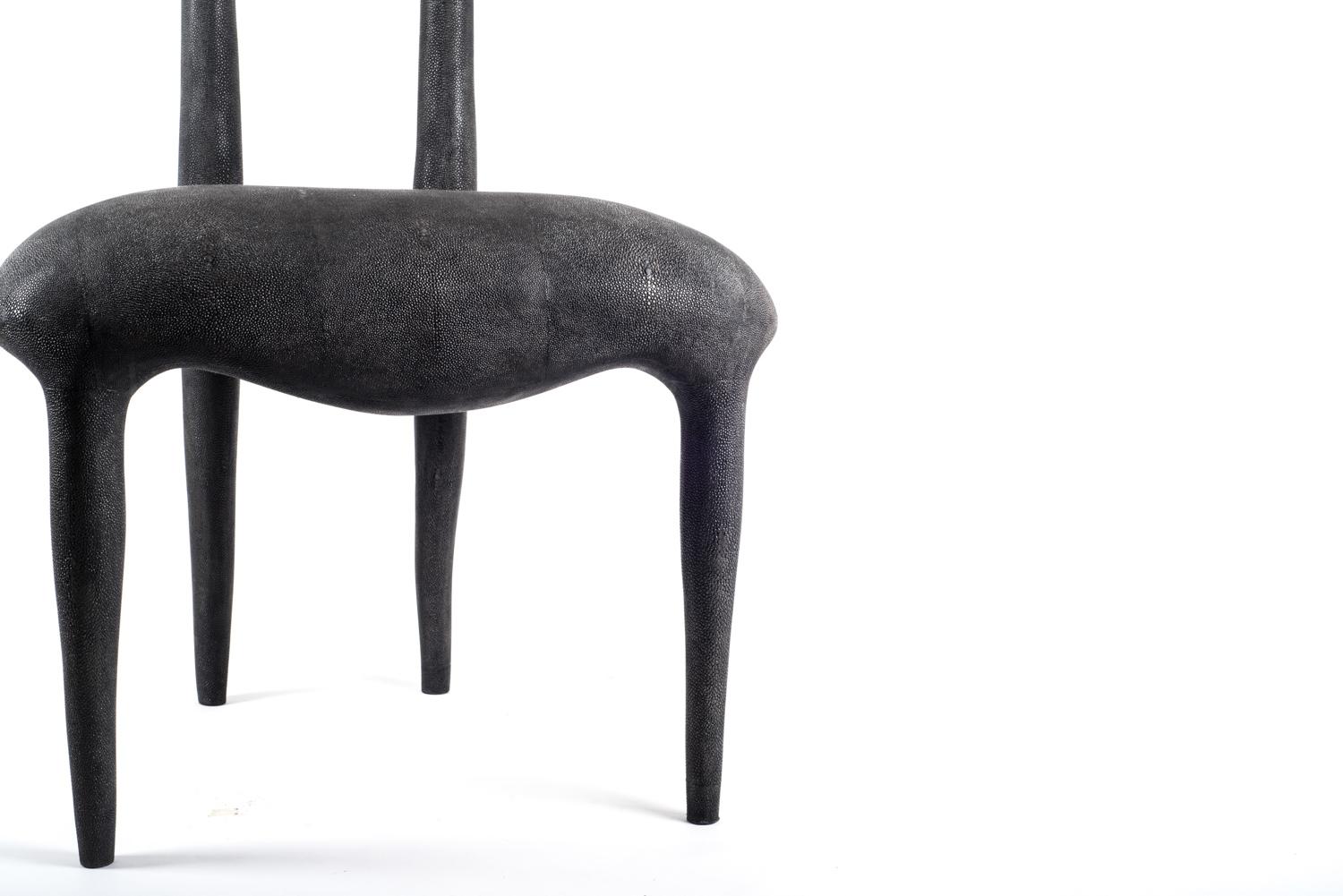 Sylvie Chair in Coal Black Shagreen by R & Y Augousti In New Condition For Sale In New York, NY
