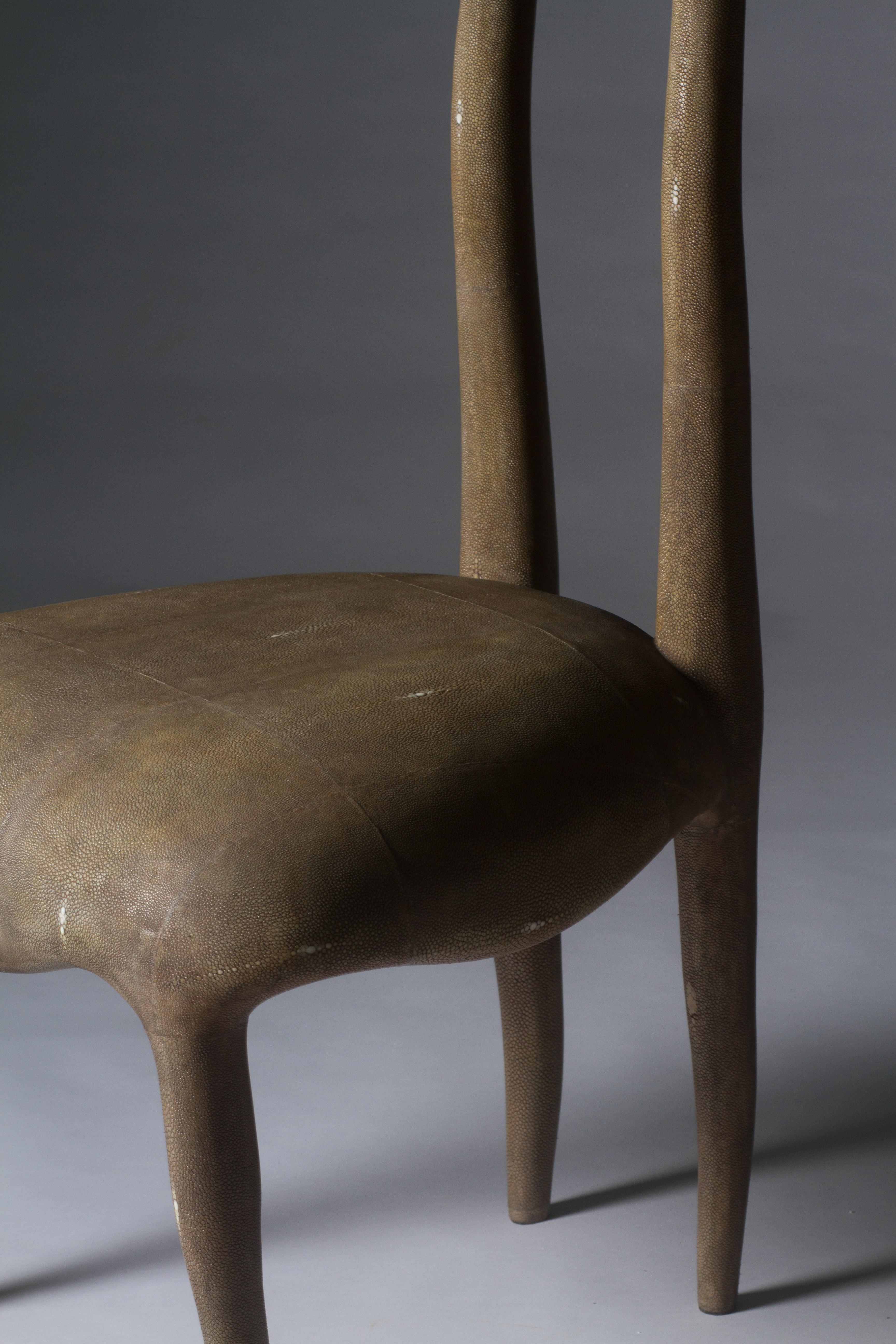 French Sylvie Chair in Mink Shagreen by R & Y Augousti For Sale