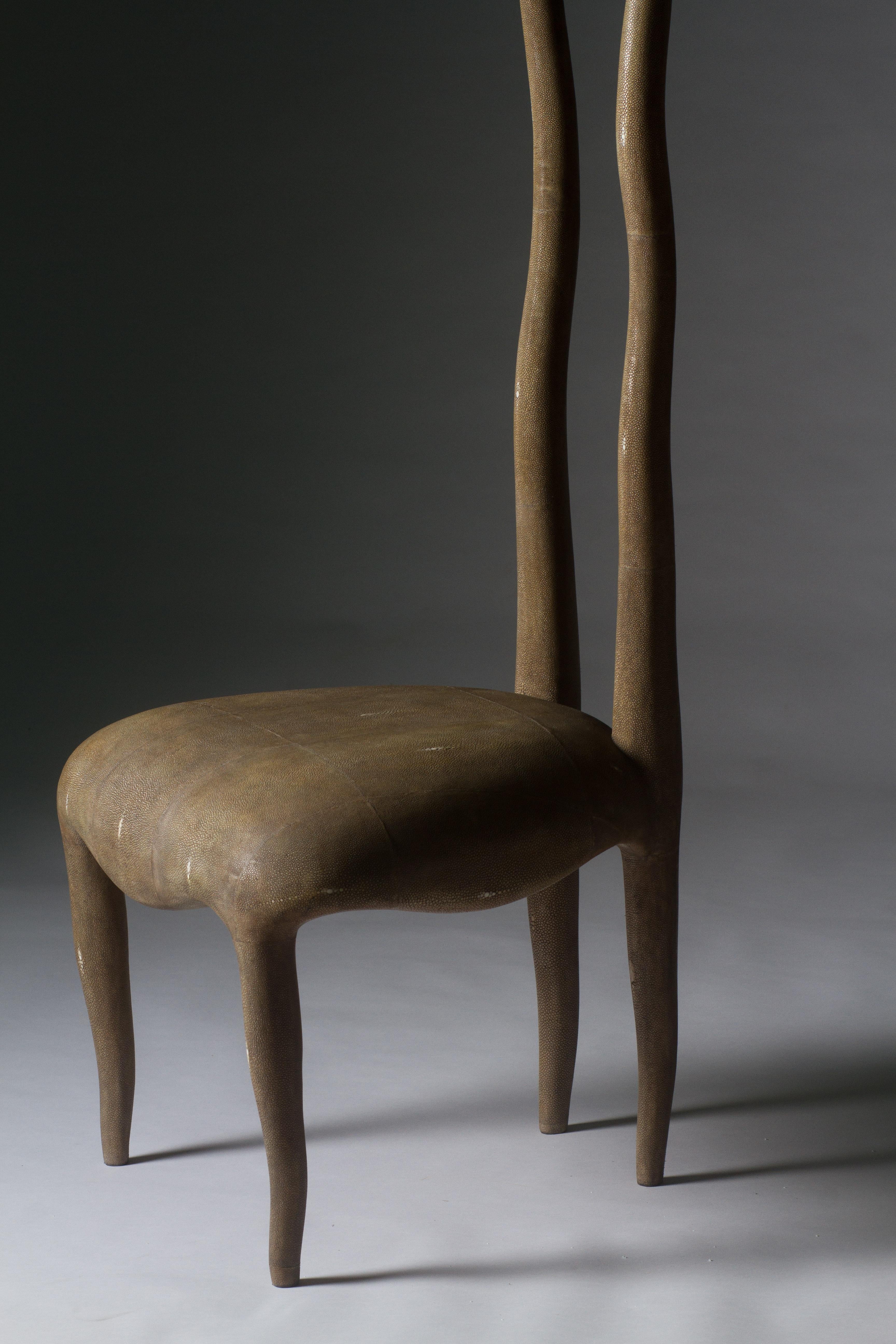 Sylvie Chair in Mink Shagreen by R & Y Augousti In New Condition For Sale In New York, NY