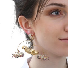 Sylvie Corbelin, Mobile Mermaid Earrings in Gold and Silver