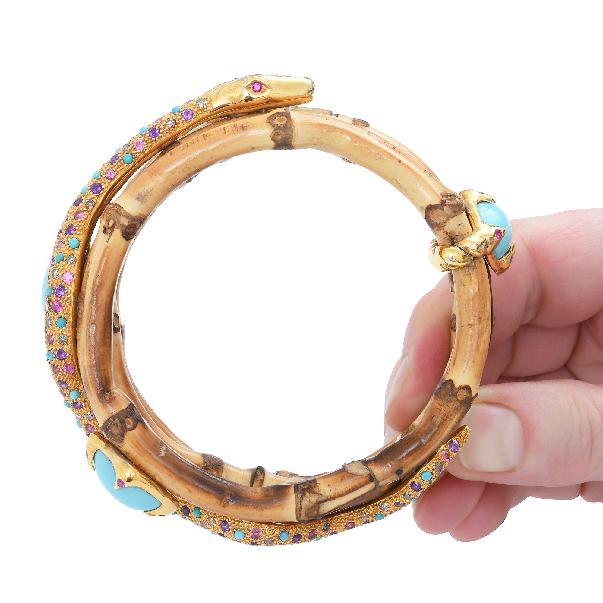 Contemporary Sylvie Corbelin, One of a Kind Bamboo and Vermeil Bracelet