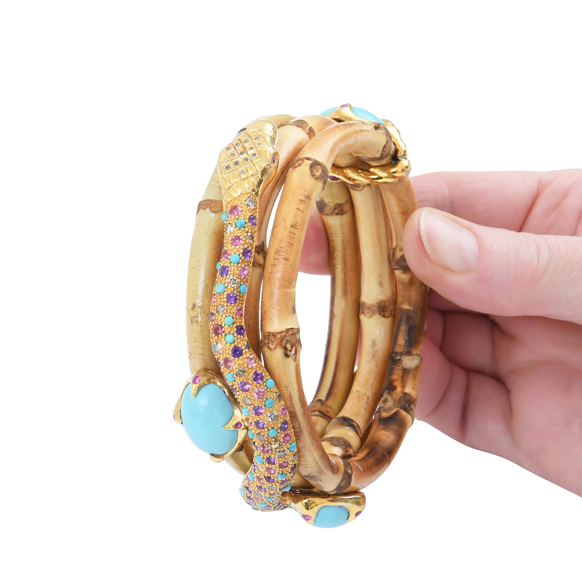 Sylvie Corbelin, One of a Kind Bamboo and Vermeil Bracelet In New Condition In Saint Ouen, FR