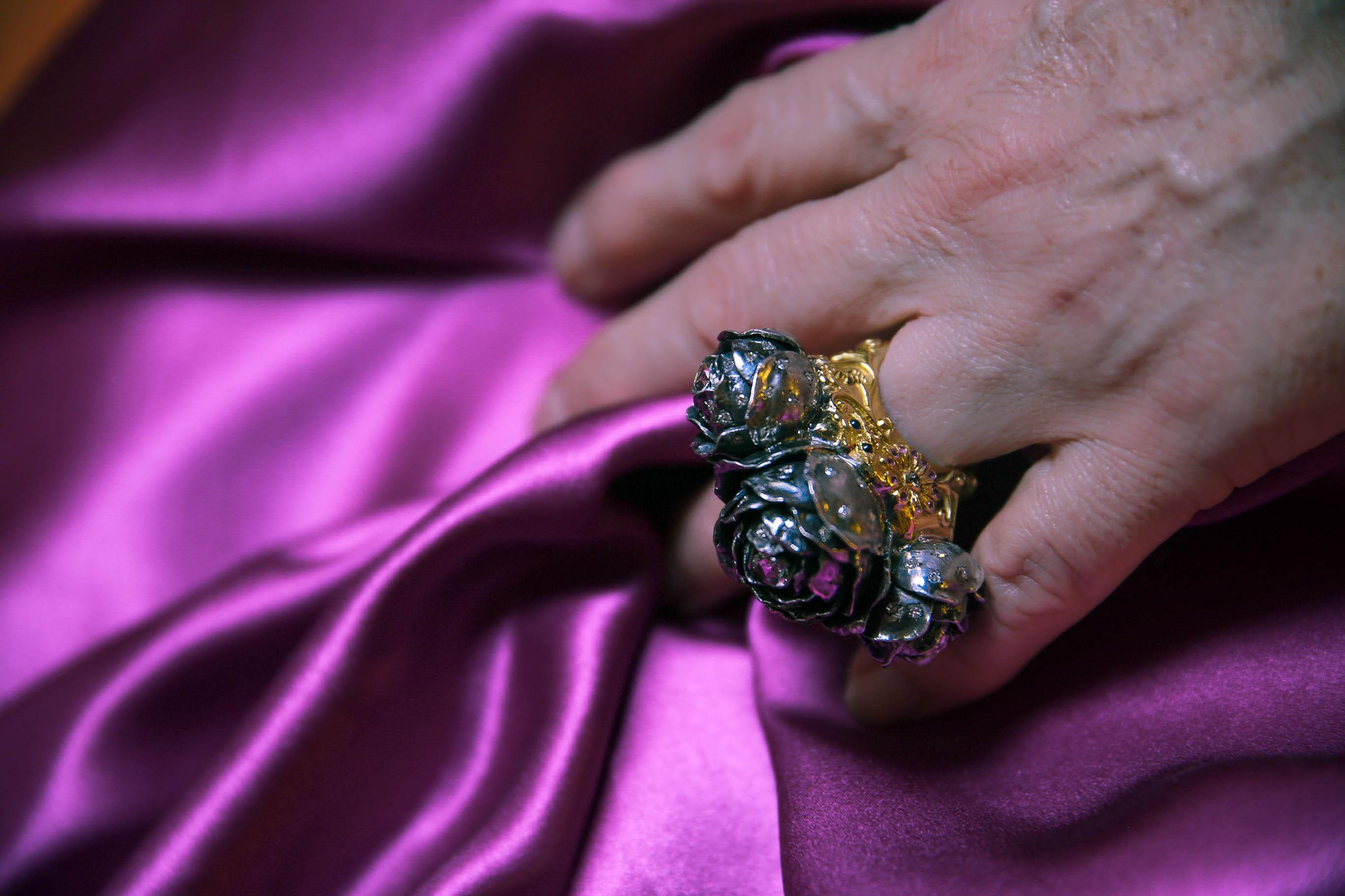 Sylvie Corbelin One of a Kind Three Rose Flowers Ring For Sale 1