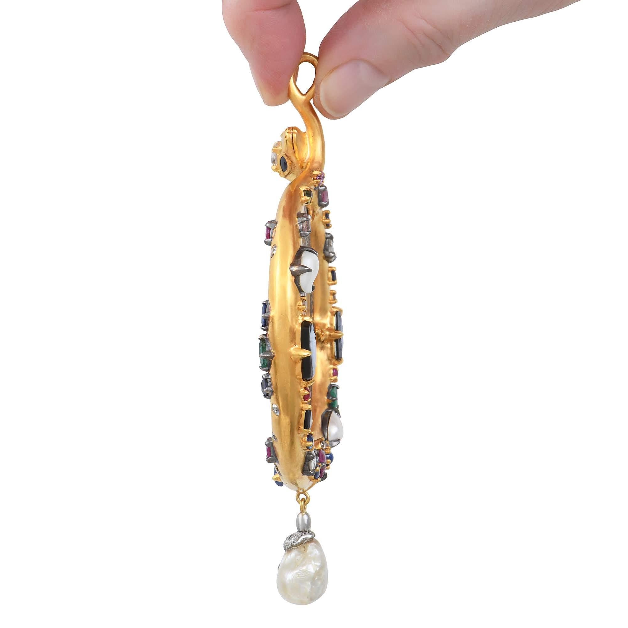Sylvie Corbelin, One of a Kind Snake Gold and Vermeil Pendant In New Condition For Sale In Saint Ouen, FR