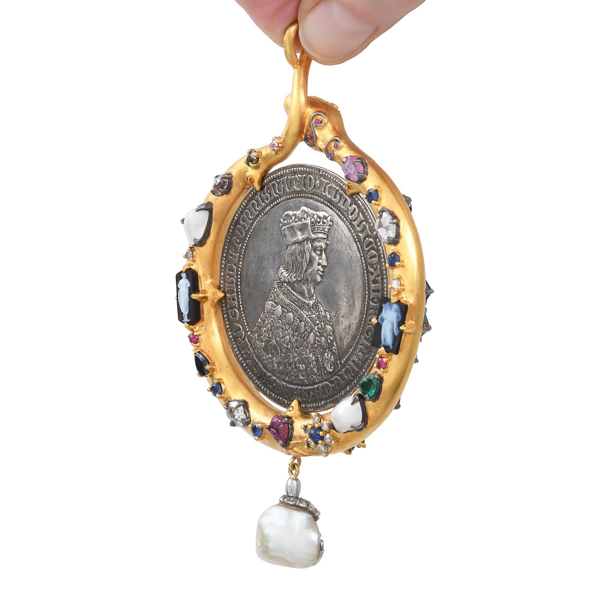 Women's or Men's Sylvie Corbelin, One of a Kind Snake Gold and Vermeil Pendant For Sale