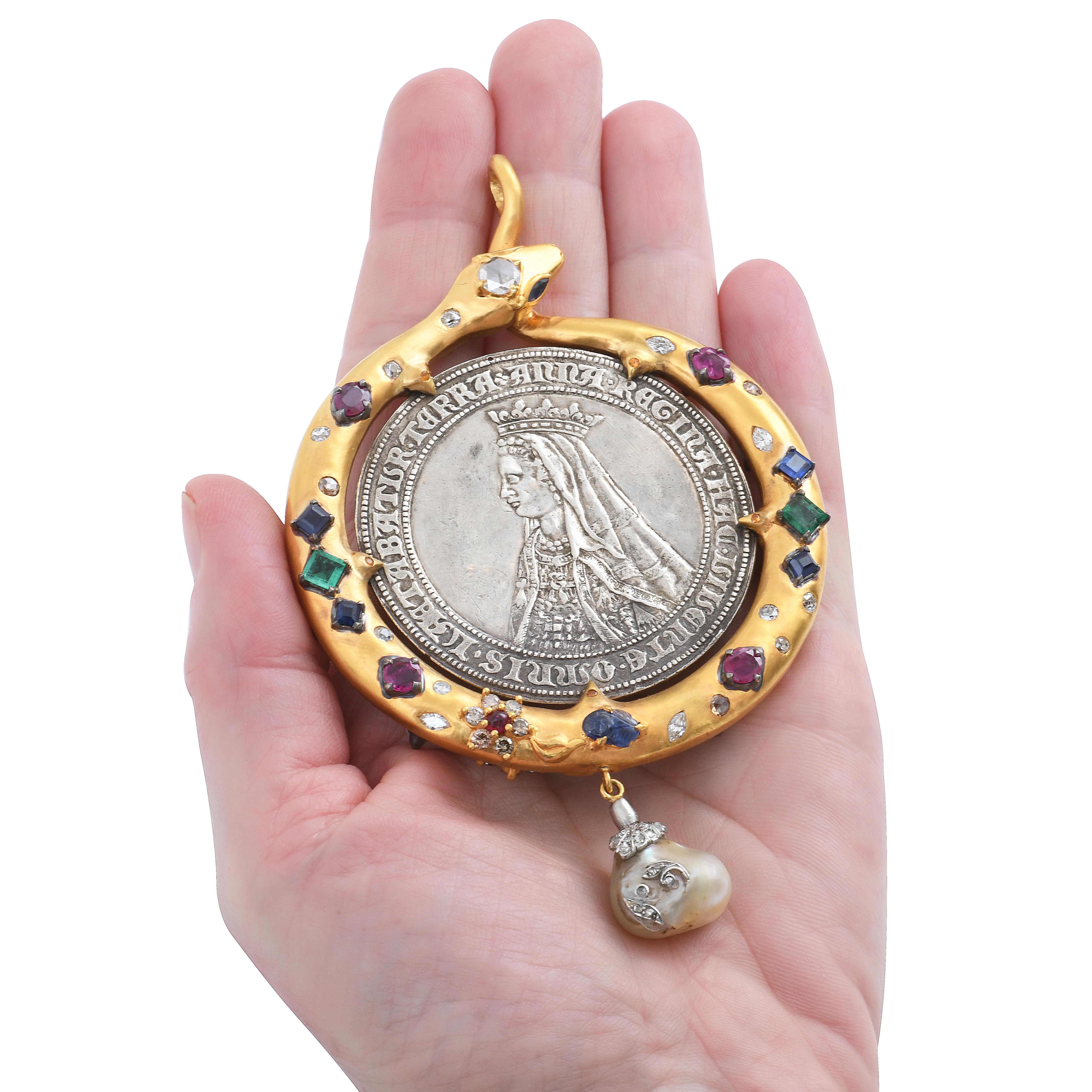 Sylvie Corbelin, One of a Kind Snake Gold and Vermeil Pendant For Sale 1