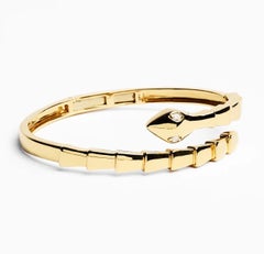 Sylvie Snake Wrap Bangle Bracelet with 0.15 Carat Diamonds in 14k Gold