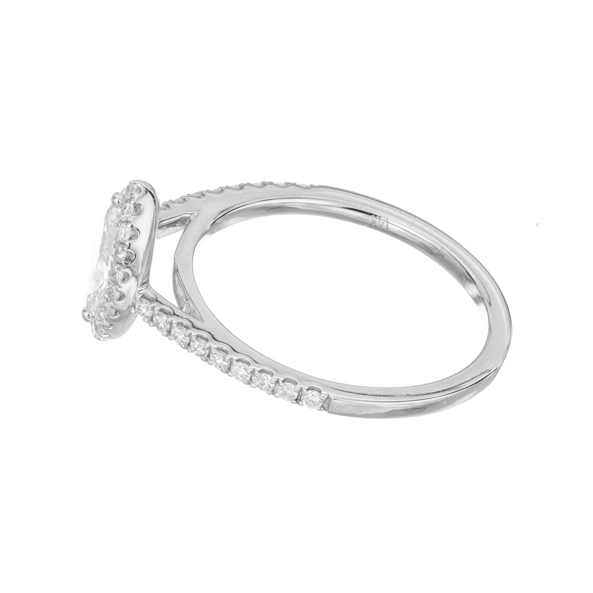 Women's Sylvie EGL Certified .67 Carat Diamond Halo White Gold Engagement Ring For Sale
