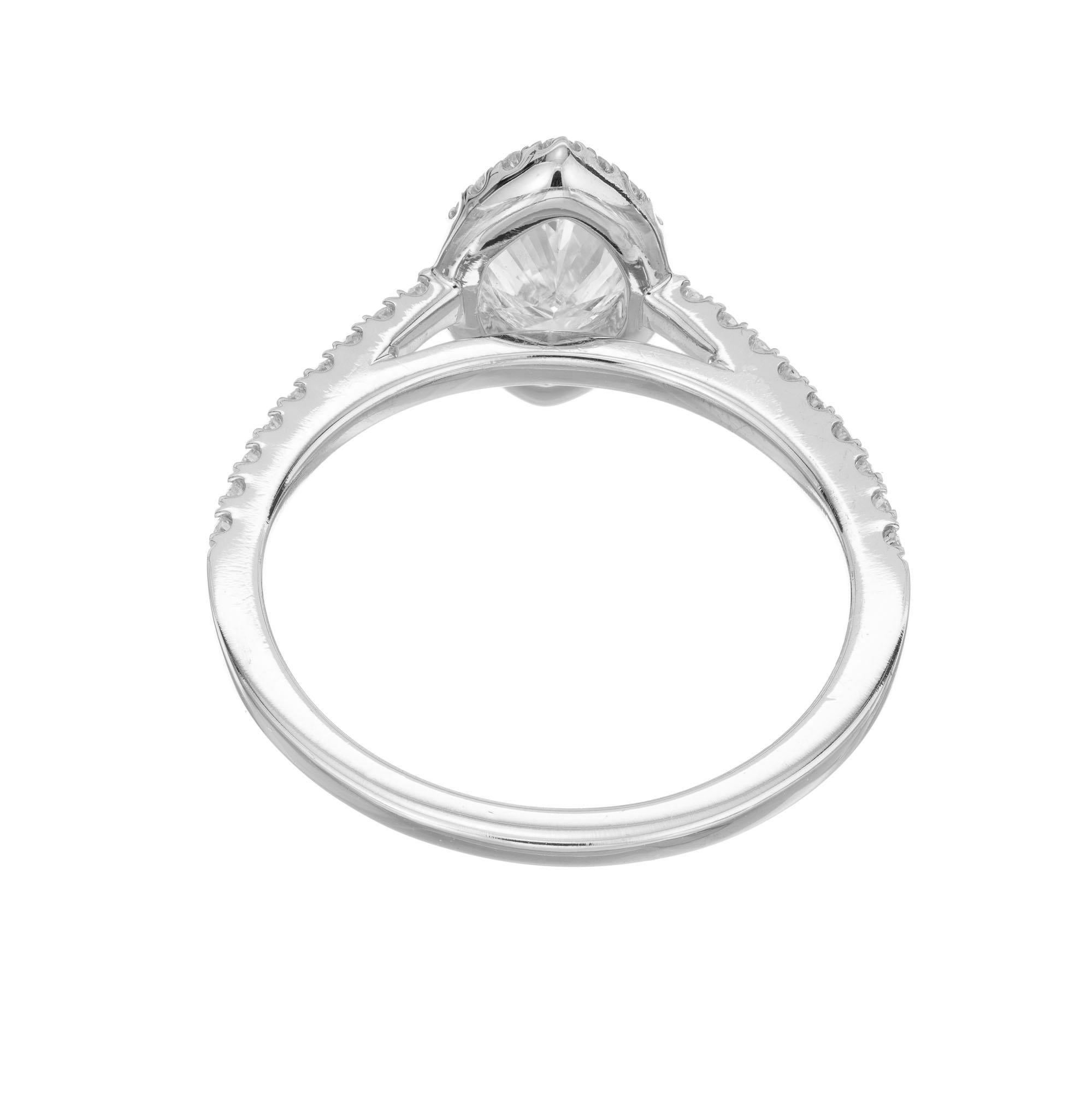 Sylvie EGL Certified .67 Carat Diamond Halo White Gold Engagement Ring For Sale 1