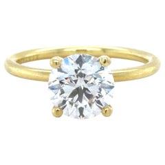 Sylvie, bague de fiançailles avec diamant rond taille brillant de 2,00 carats certifié GIA