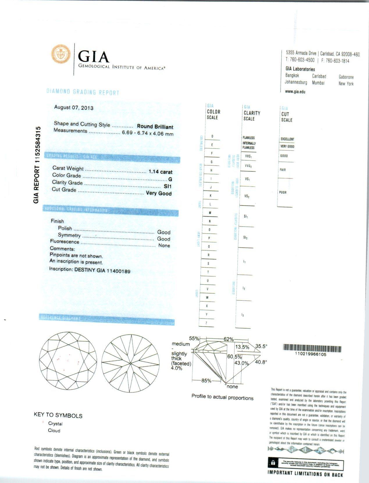 Sylvie Verlobungsring mit GIA-zertifiziertem 1,14 Karat Diamant im Angebot 3