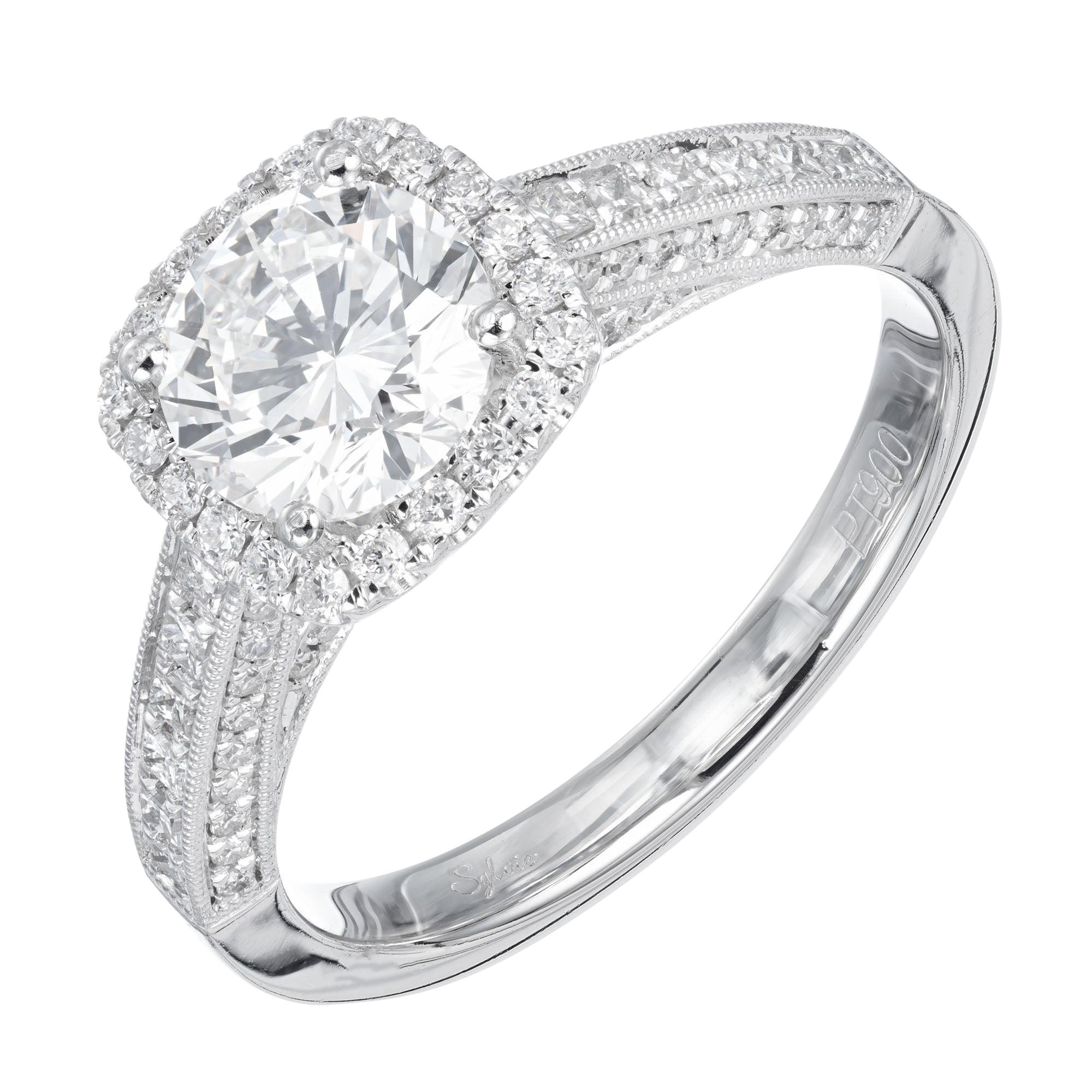 Sylvie Verlobungsring mit GIA-zertifiziertem 1,14 Karat Diamant im Angebot