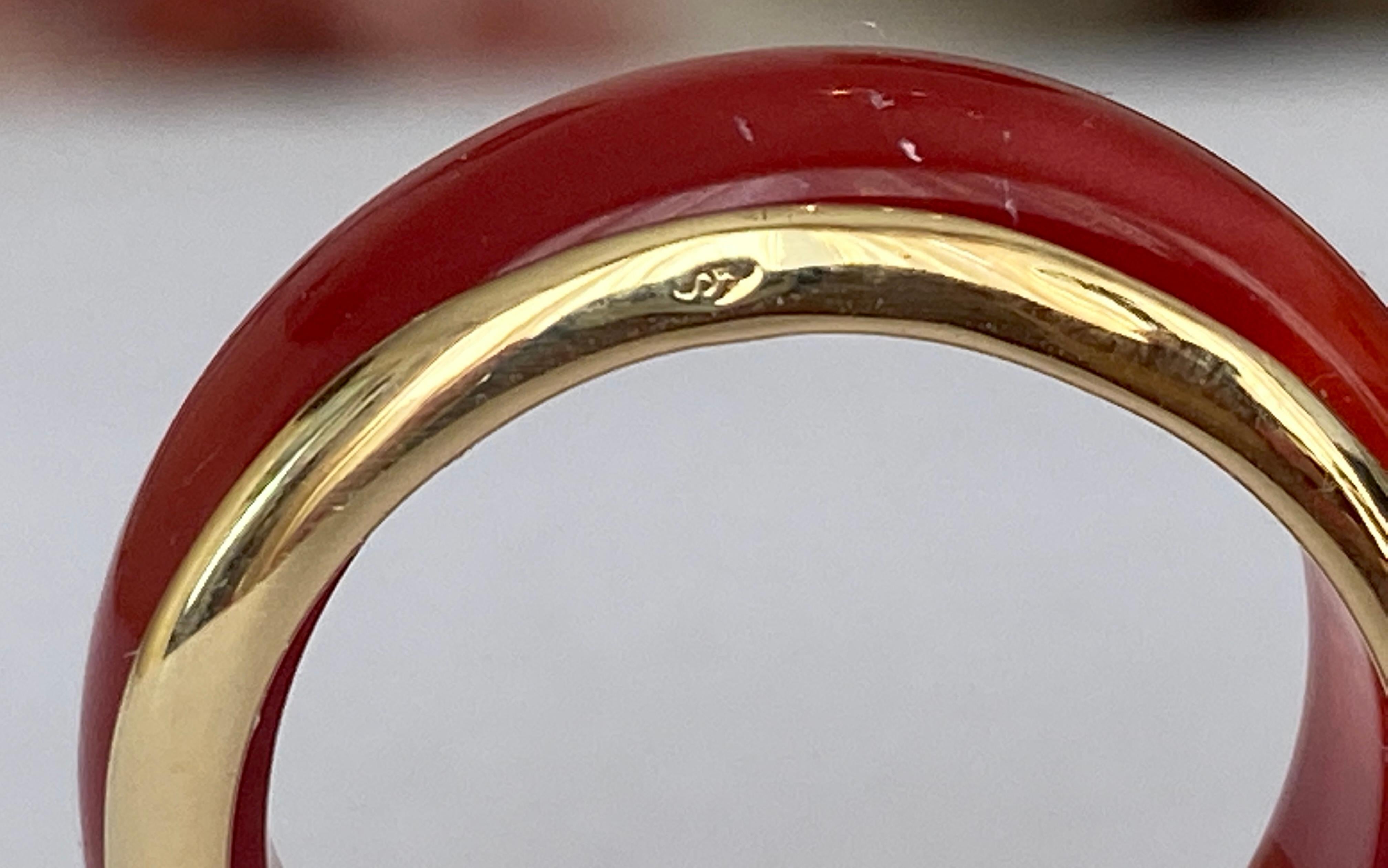 Sylvie Lambert  Bague vintage en or 18 carats avec 4 anneaux en résine en vente 6