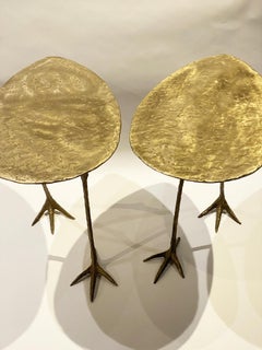 Fantaisie, Pair of Side Tables, animal legs,  surrealist Bronze Sylvie Mangaud
