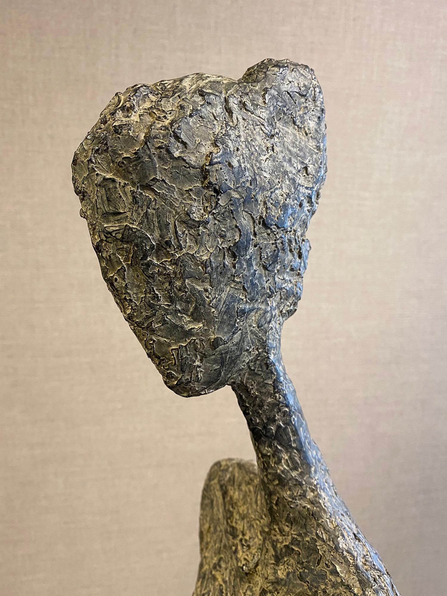 Idéale, Life-size Nude bronze, walking woman, Giacometti style by S. Mangaud 1