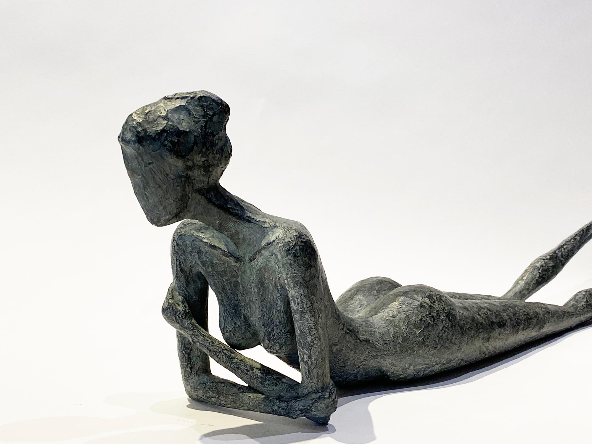 Rêveuse, figurative sculpture, Nude bronze, woman lying by Sylvie Mangaud 1