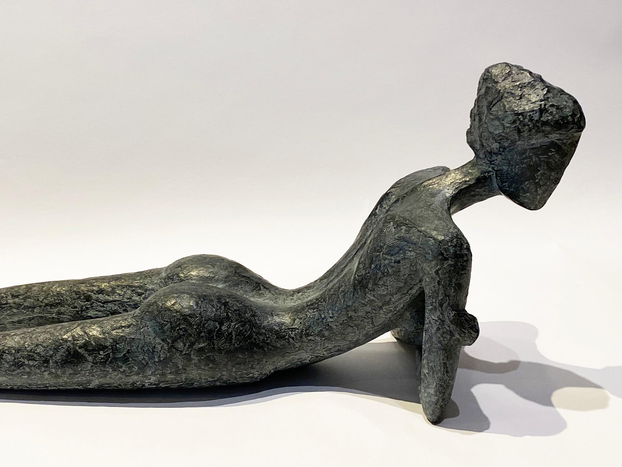 Rêveuse, figurative sculpture, Nude bronze, woman lying by Sylvie Mangaud 3