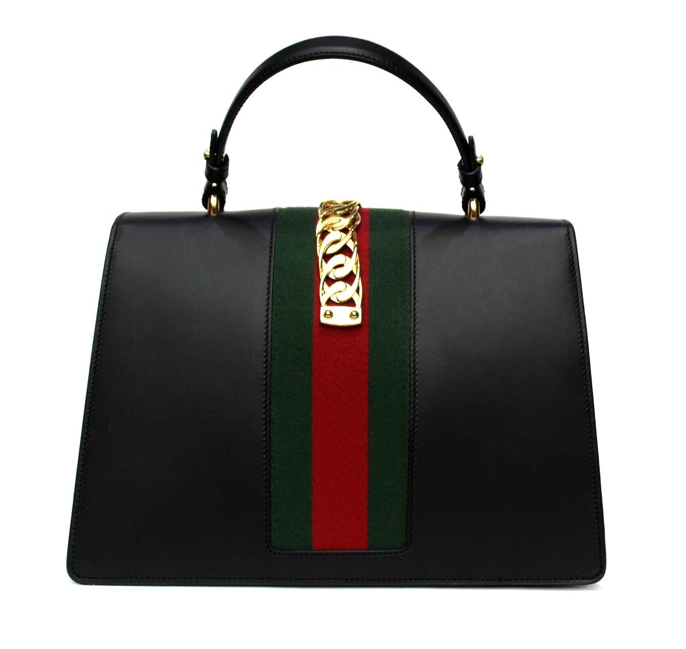 Gucci Sylvie Medium Black Leather Top Handle Bag at 1stDibs | gucci sylvie  medium top handle bag, gucci sylvie bag medium, gucci sylvie top handle bag