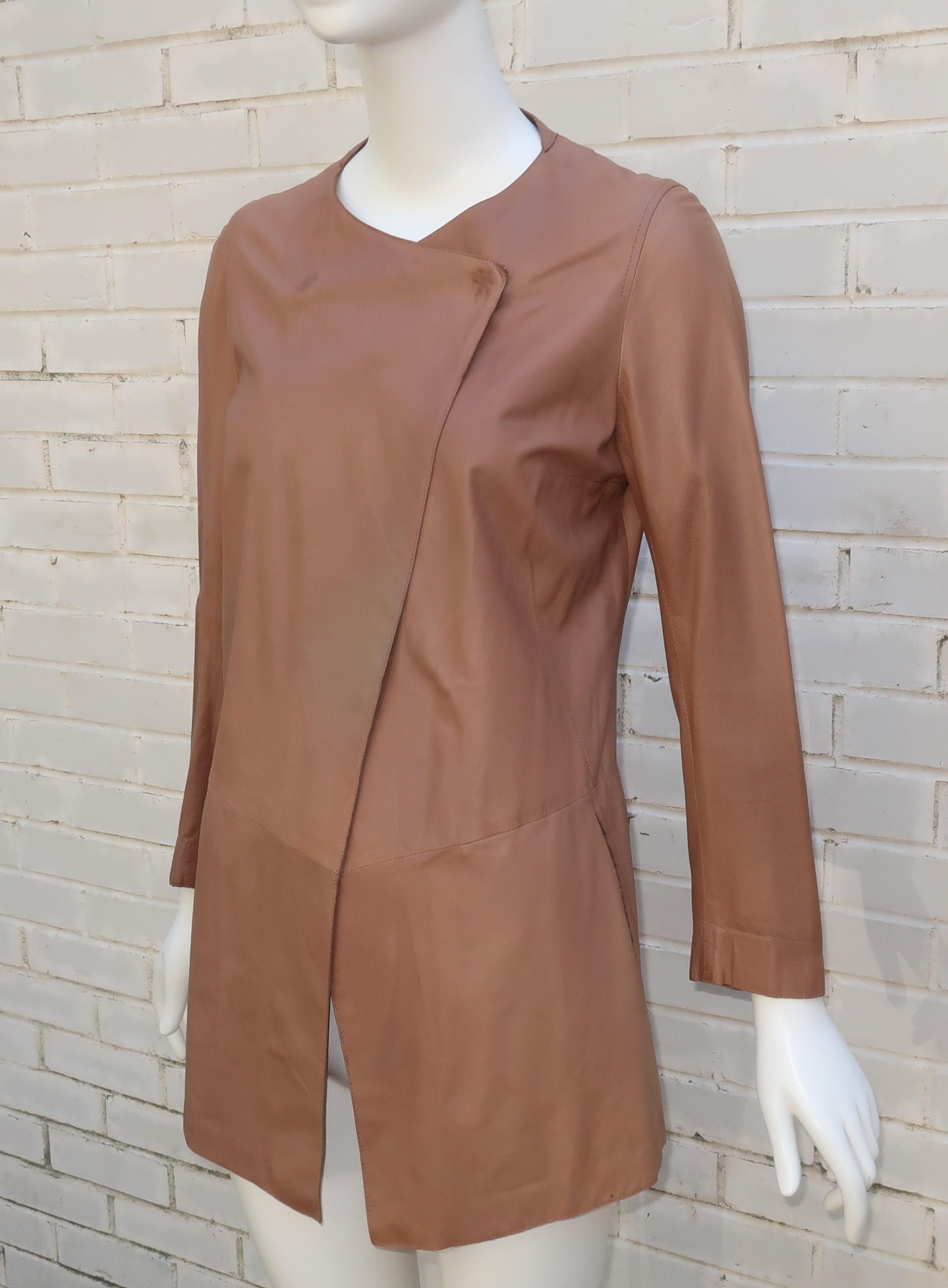SYLVIE SCHIMMEL French Sculptural Leather Jacket In Good Condition In Atlanta, GA
