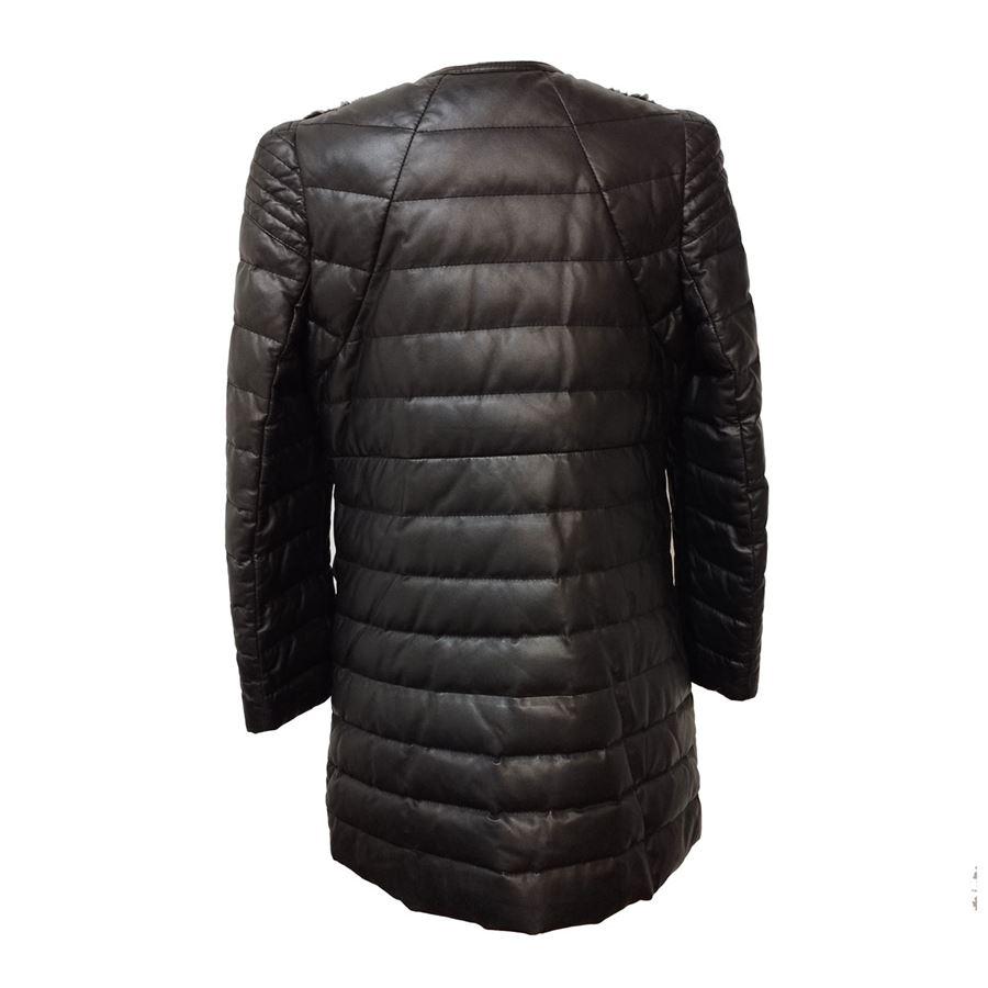 Lamb leather Real mink Black color Two pockets Shoulder / hem cm 72 (28,3 inches)