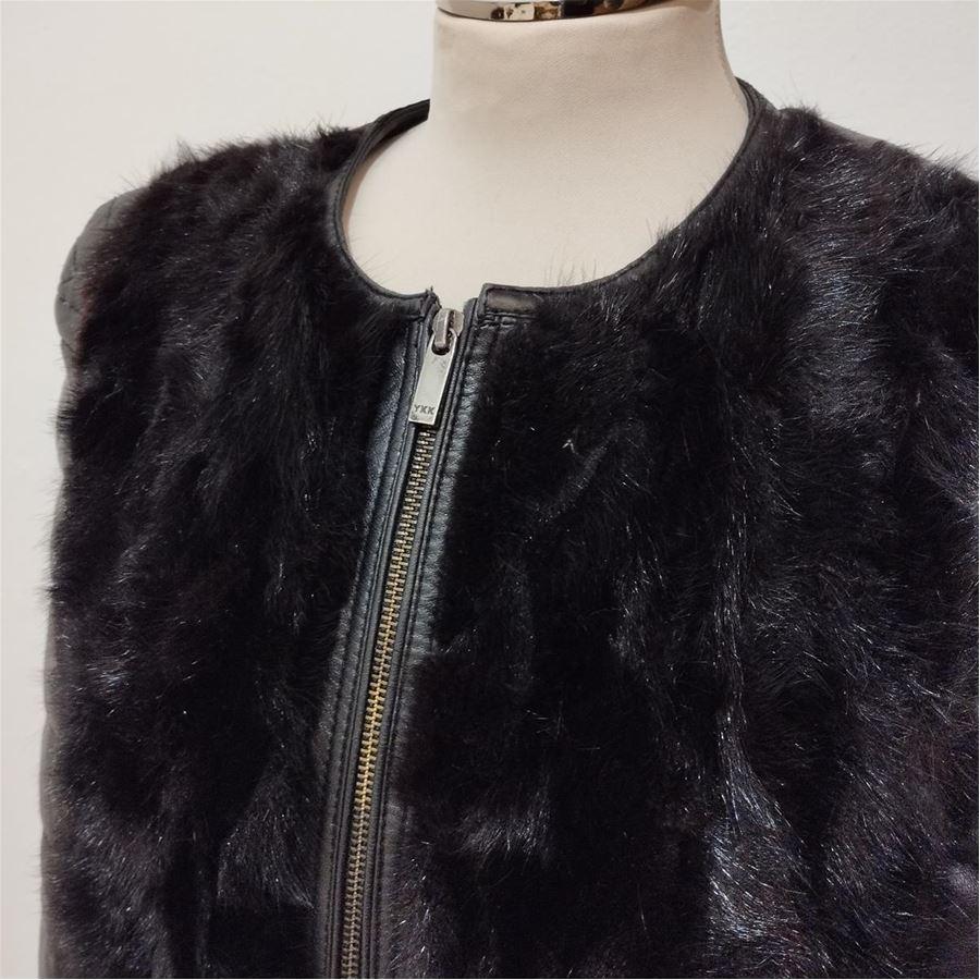 Black Sylvie Schimmel Lamb & Mink Jacket size 42 For Sale