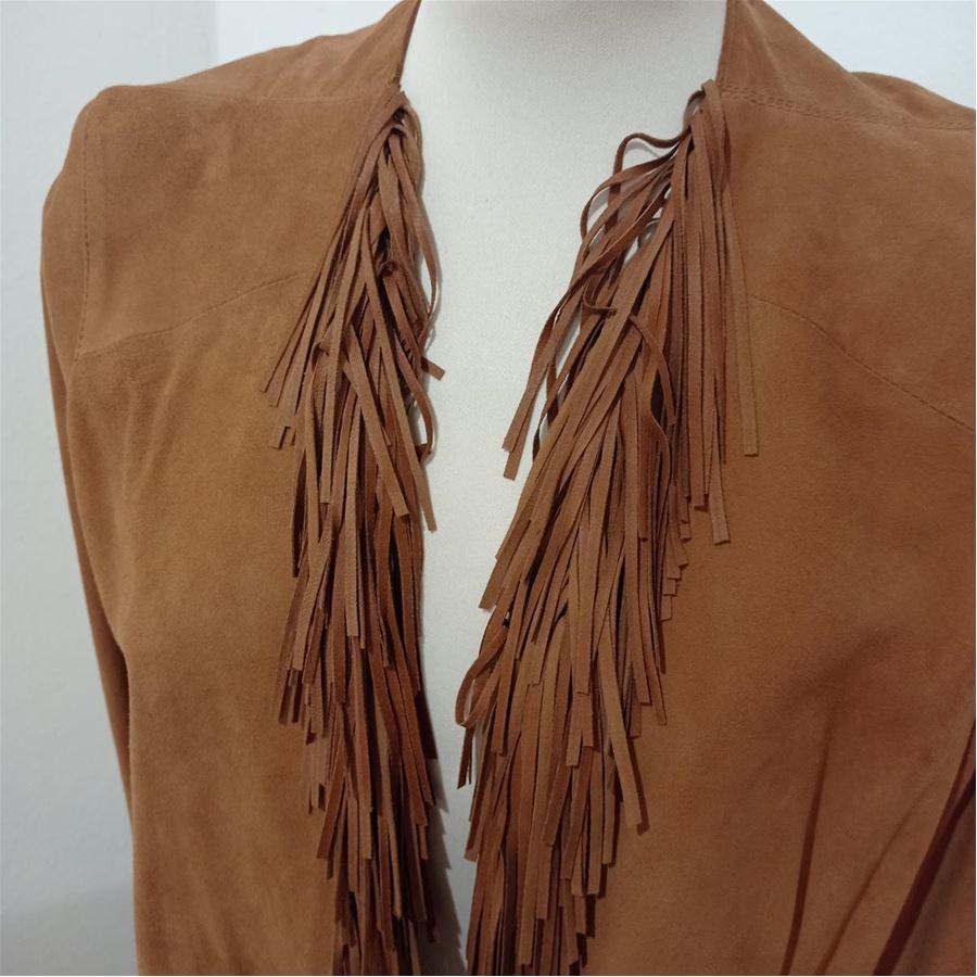Brown Sylvie Schimmel Suede jacket size 46 For Sale