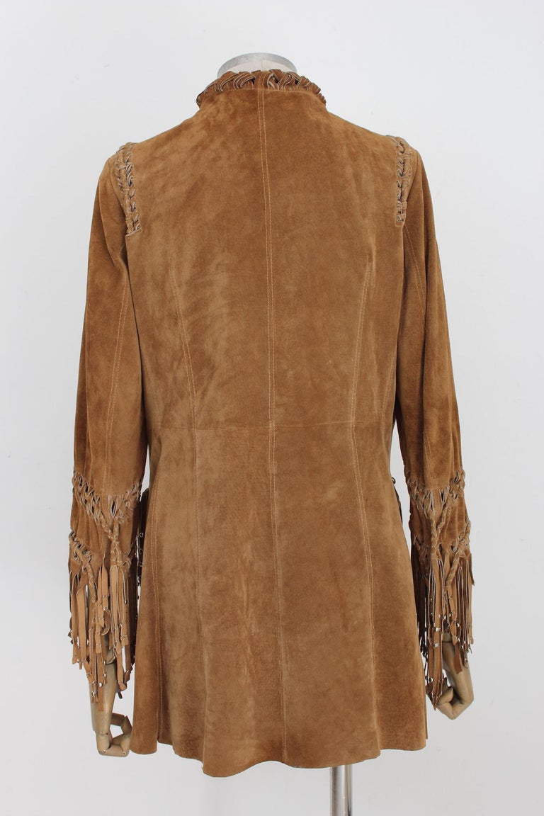 Sylvie Schimmel Vintage Leather Jacket Fringes Brown at 1stDibs