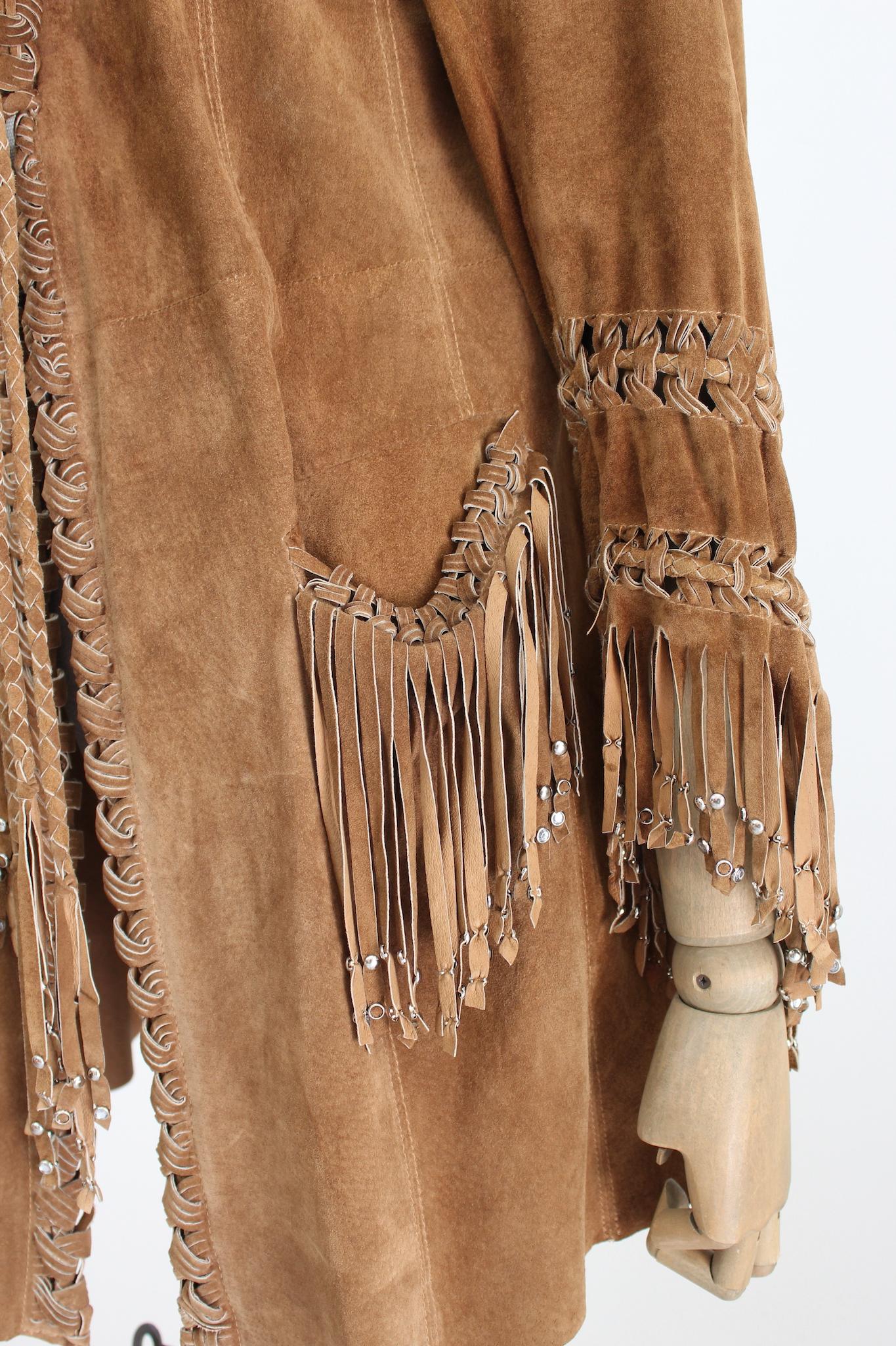 Sylvie Schimmel Vintage Leather Jacket Fringes Brown 1