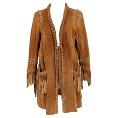 Sylvie Schimmel Vintage Leather Jacket Fringes Brown