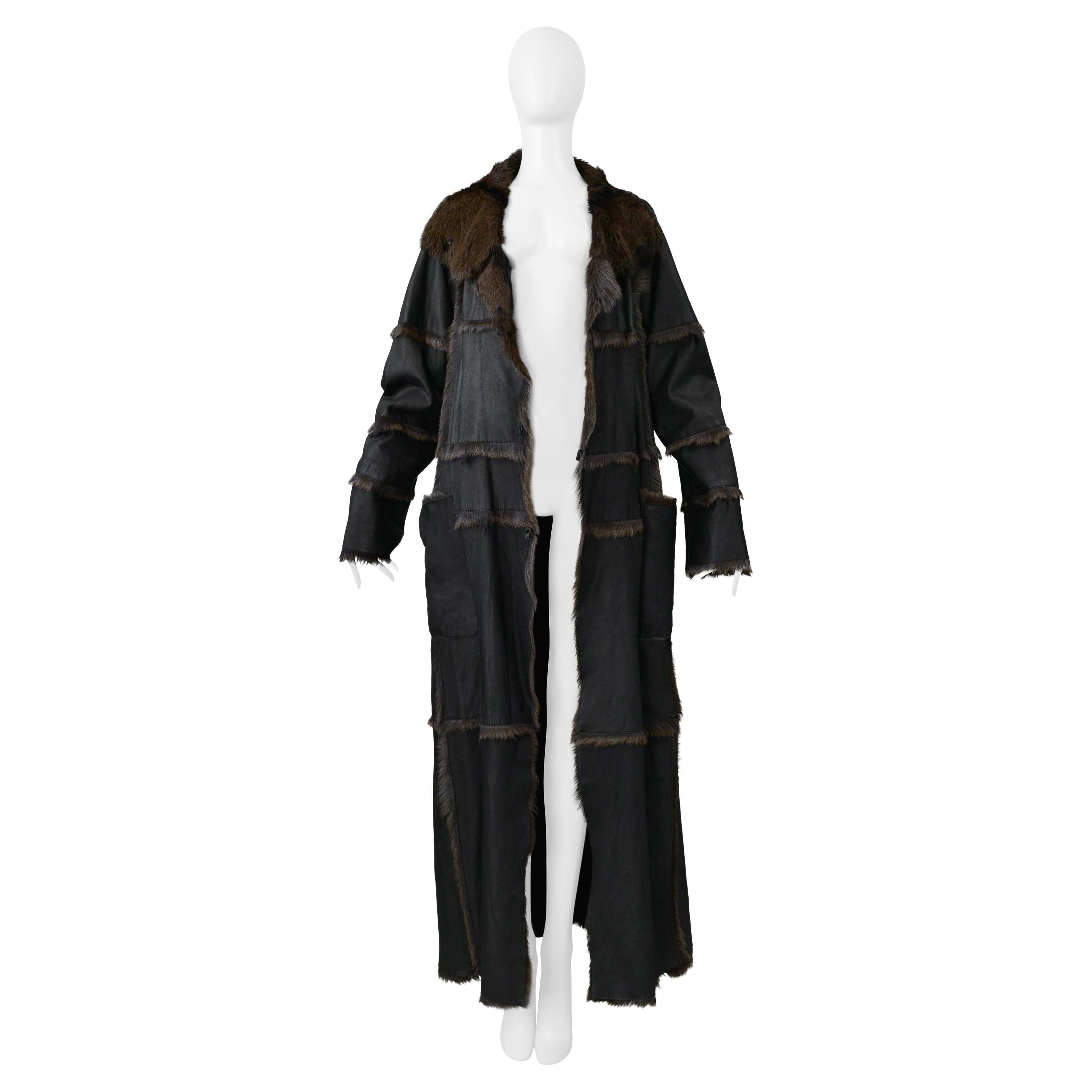 Sylvie Shimmel Black Goatskin Fur Maxi Coat
