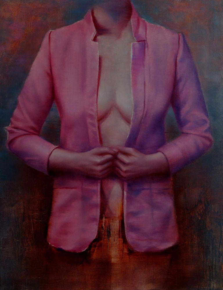 Sylwester Stabryła Portrait Painting - Dressing Room III - Modern Figurative Oil Painting, Women Portrait, Realism