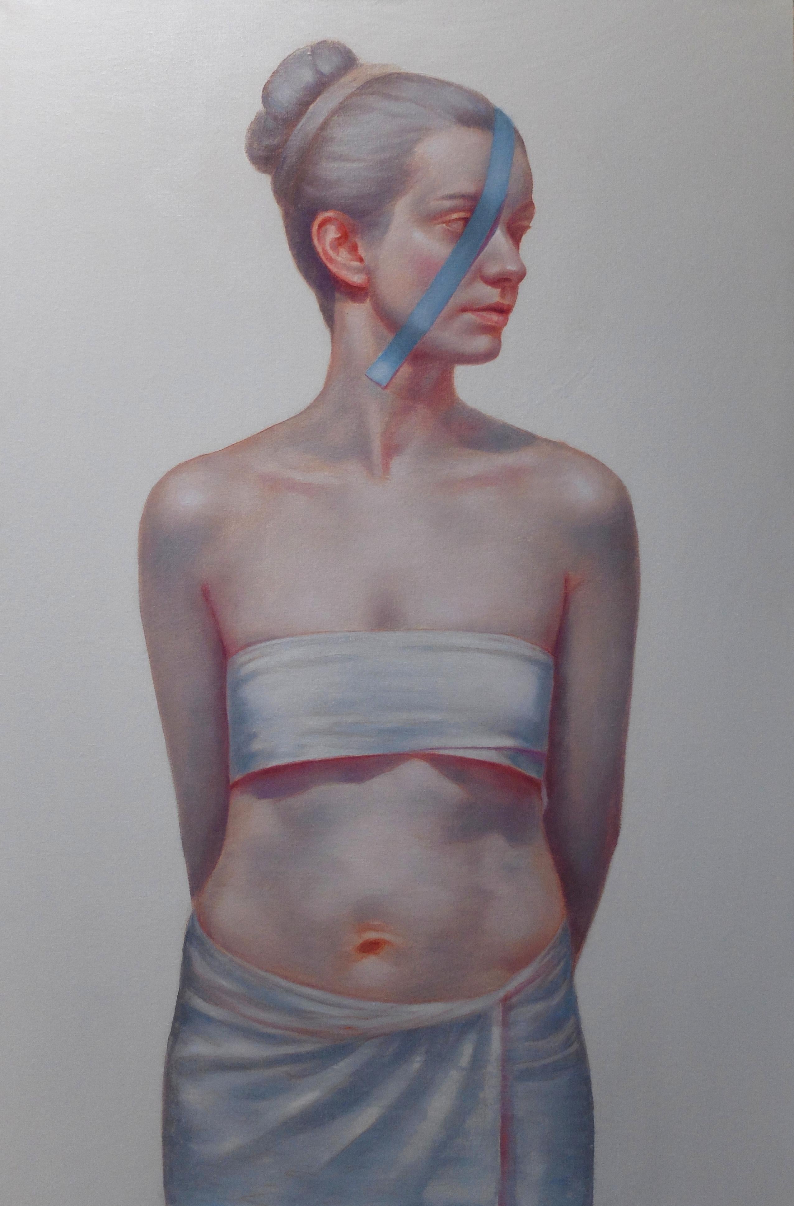 Isolation - Large Format Painting, Realistic Modern Female Portrait 