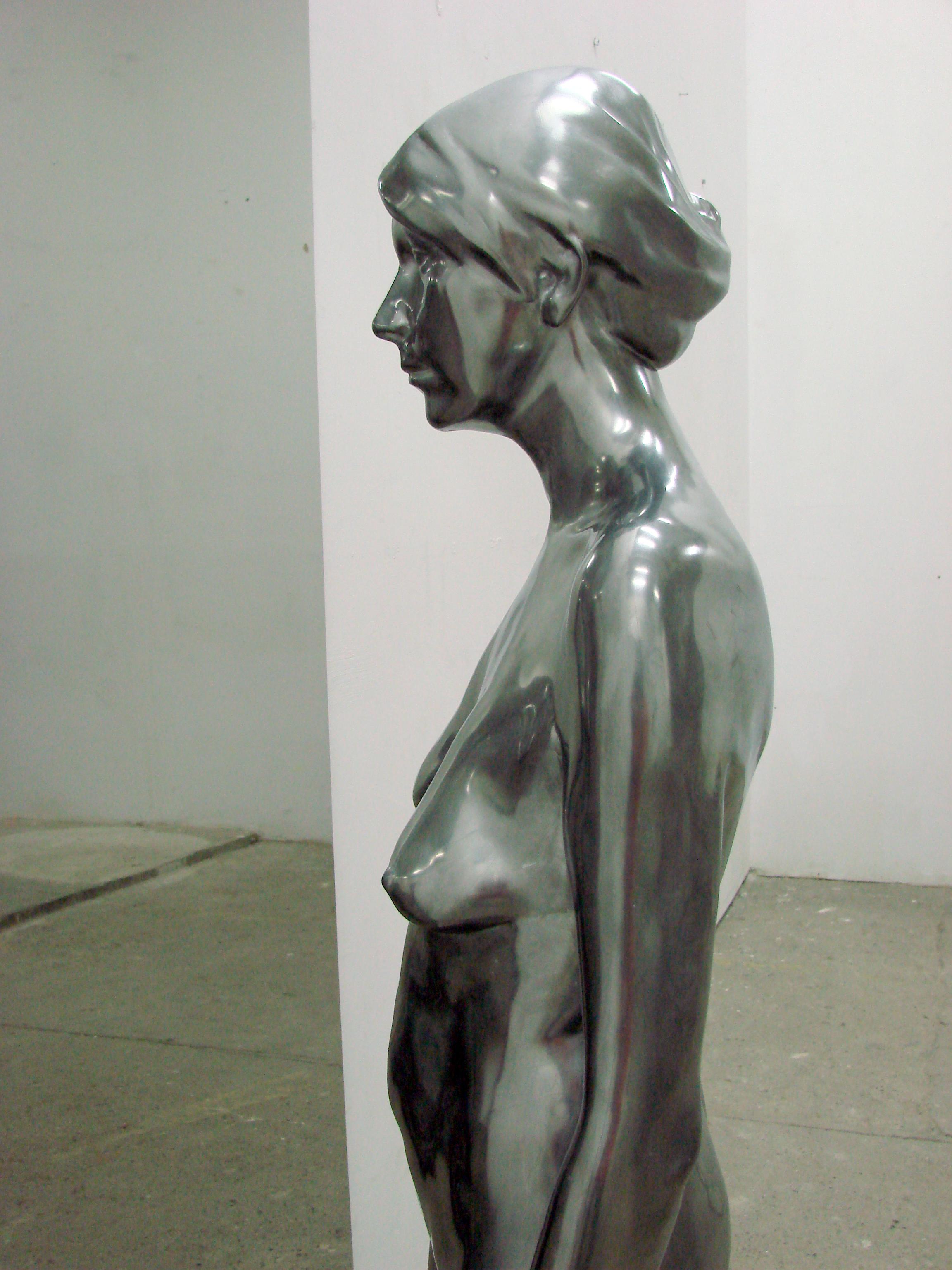 SELF PORTRAIT - Sculpture made of polyester resin coated with powdered aluminum For Sale 1