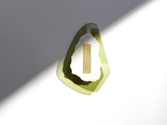 Semi-Opaque Green Marbled Glass, Brushed Brass Light Sculpture by Marie Jeunet