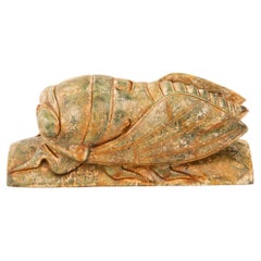 Antique Symbol of Rebirth: Carved Jade Cicada Talisman