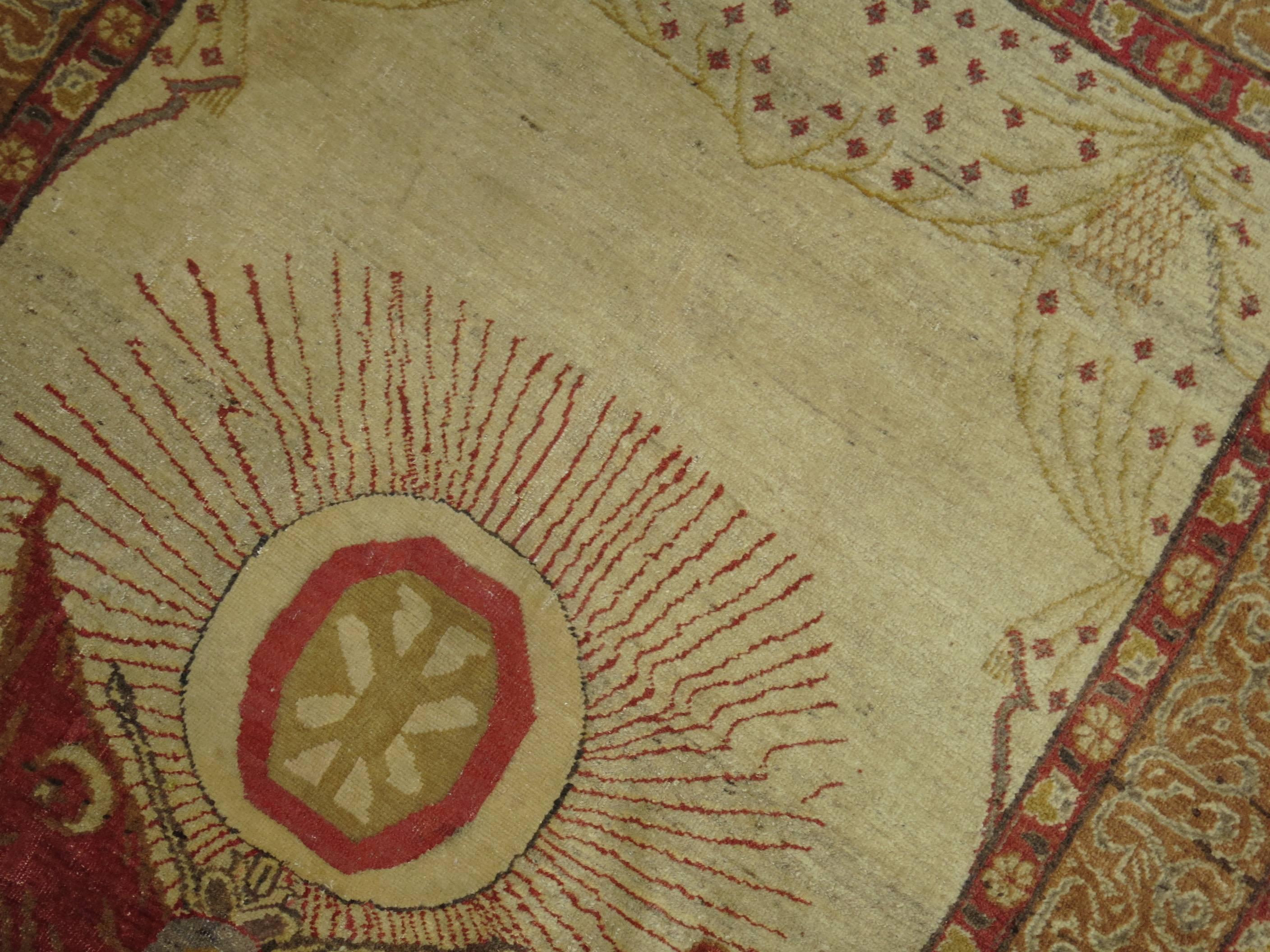 Hand-Knotted Symbolic Turkish Sivas Carpet For Sale