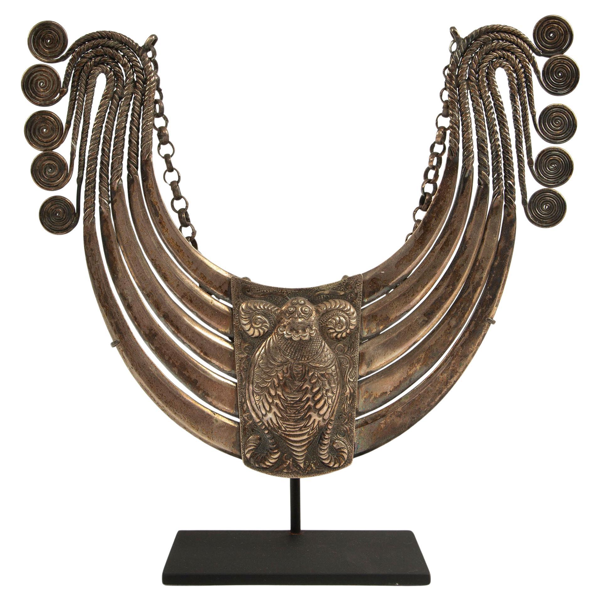 Symbols of Strength: Miao Minority Tribe Pectoral Necklace with Mythic Plaque