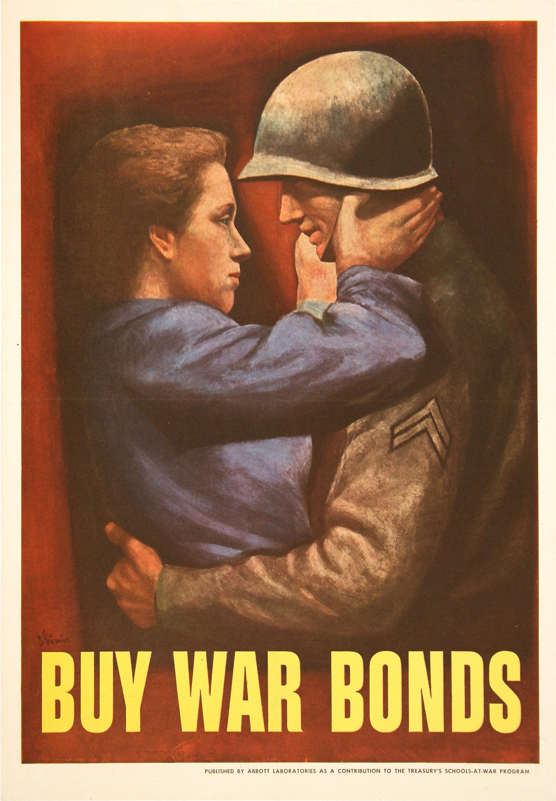 This poster design was commissioned by Abbott Labs , a medical products company that supplied the United States military forces in World War I and II . The text on the bottom of the poster reads "Published by Abbott Laboratories as a Contribution to