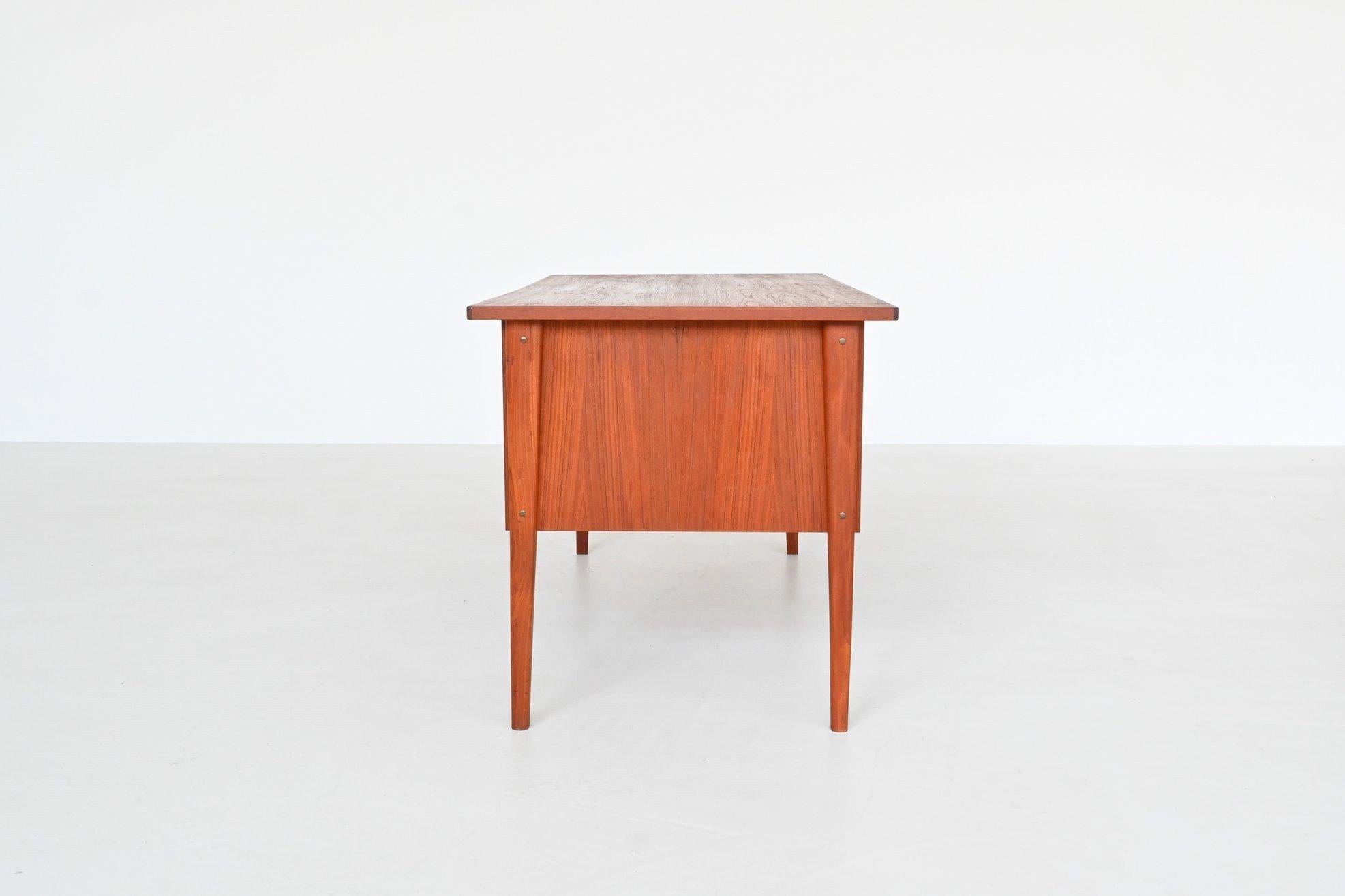 Symmetric Scandinavian Desk Teak Wood Denmark, 1960 10