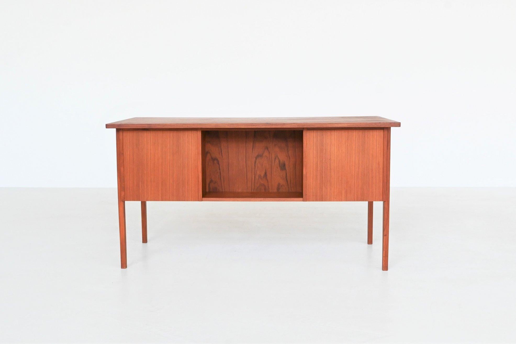 Danish Symmetric Scandinavian Desk Teak Wood Denmark, 1960