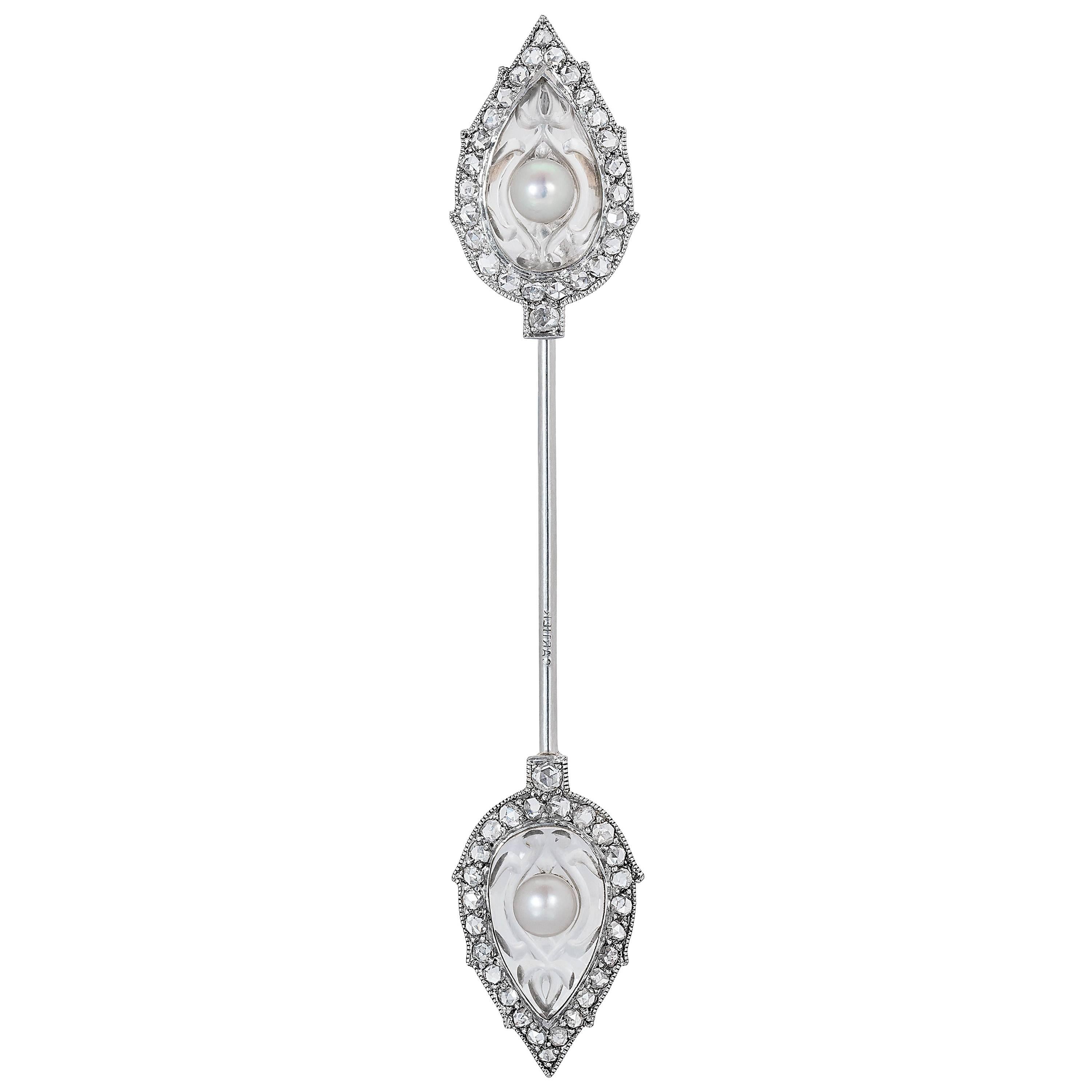 Symmetrical Art Deco Gem Set Jabot Pin by Cartier, Paris, circa 1930